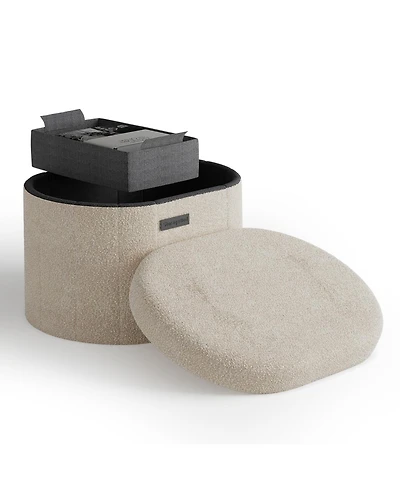 Ovel Boucle Ottoman Storage Bench – Modern Foot Stool