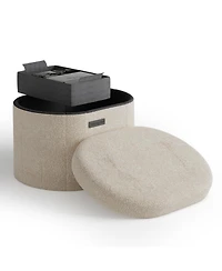 Ovel Boucle Ottoman Storage Bench – Modern Foot Stool