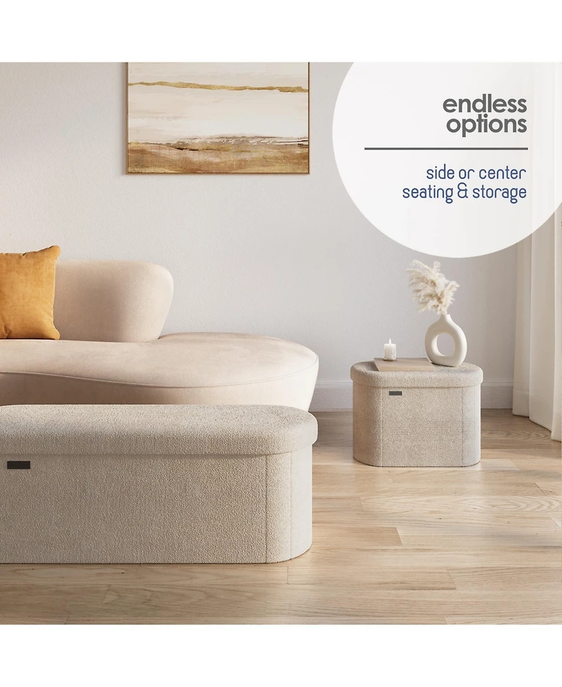 Ovel Boucle Ottoman Storage Bench – Modern Foot Stool