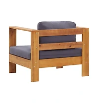 Patio Sofa Chair with Cushion Dark Gray Solid Acacia Wood