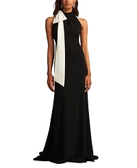 Tadashi Shoji Women's Sims Shoulder Bow Halter Gown