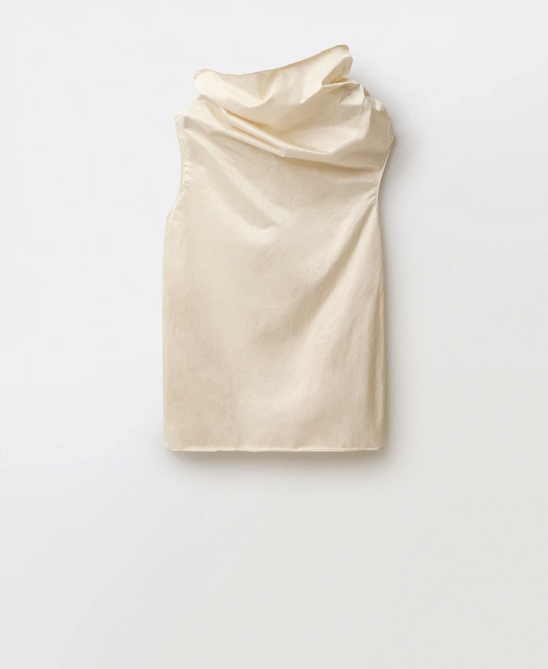 Mango Women's Draped Collar Cotton Dress