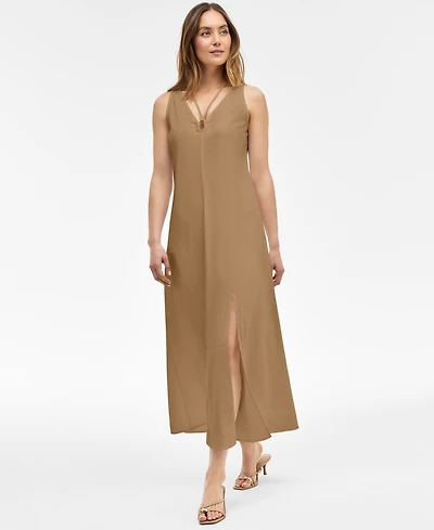 I.n.c. International Concepts Women's Linen-Blend O-Ring Maxi Dress, Exclusively at Macy's
