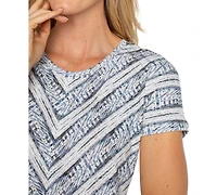 Liverpool Los Angeles Petite Short-Sleeve Scoop-Neck Knit Top