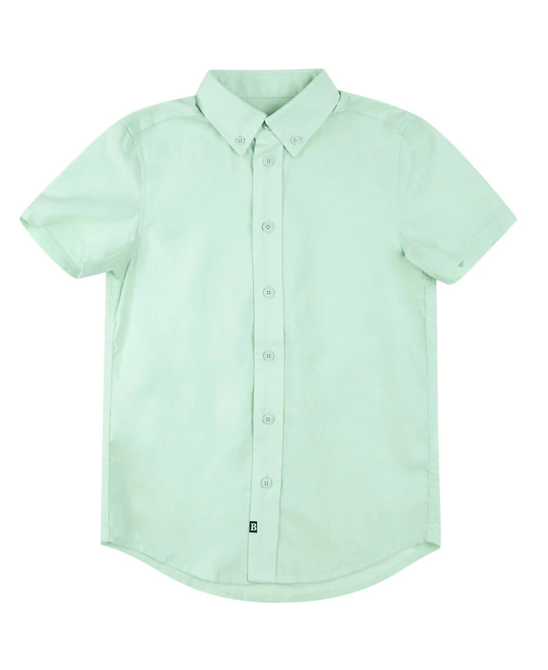 B By Brooks Brothers Big Boys Linen Short Sleeve Button Up Shirt