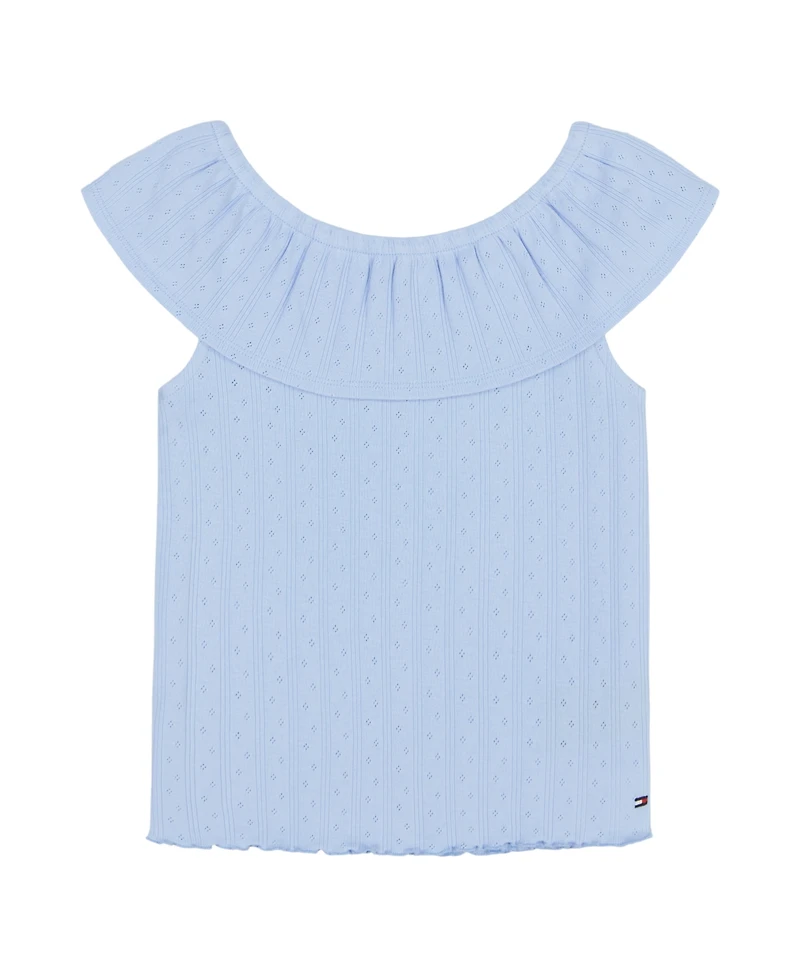 Tommy Hilfiger Toddler and Little Girls Pointelle Ruffle Top