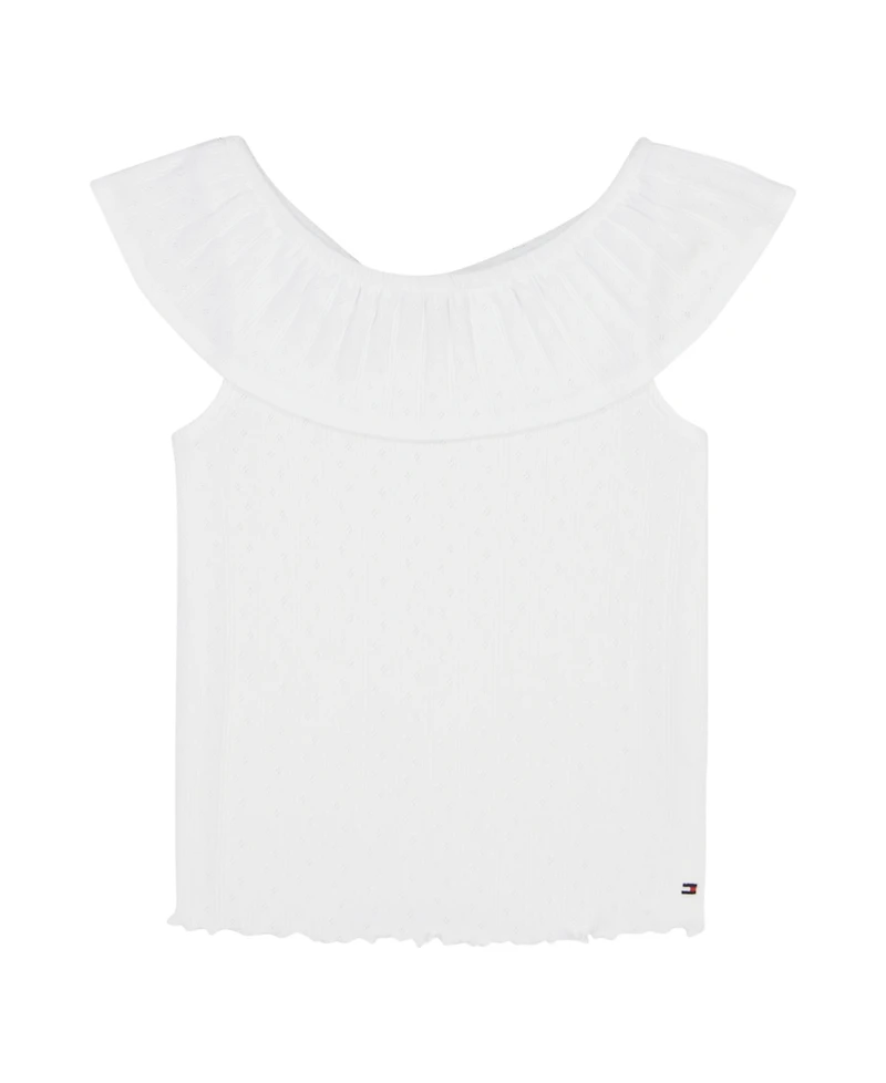Tommy Hilfiger Big Girls Pointelle Ruffle Top