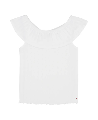 Tommy Hilfiger Big Girls Pointelle Ruffle Top