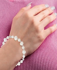 Cultured Freshwater Pearl (5-6 & 8-9mm) & Crystal Bracelet in Sterling Silver