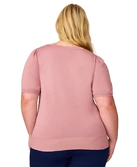 Melissa Paige Plus Elbow-Sleeve Scalloped-Neck Sweater, Exclusively