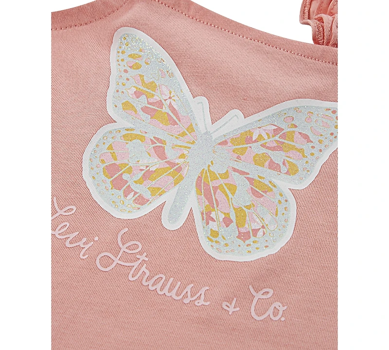 Levi's Baby Girls Ruffle Strap Butterfly Tank Top & Shorts, 2 Piece Set