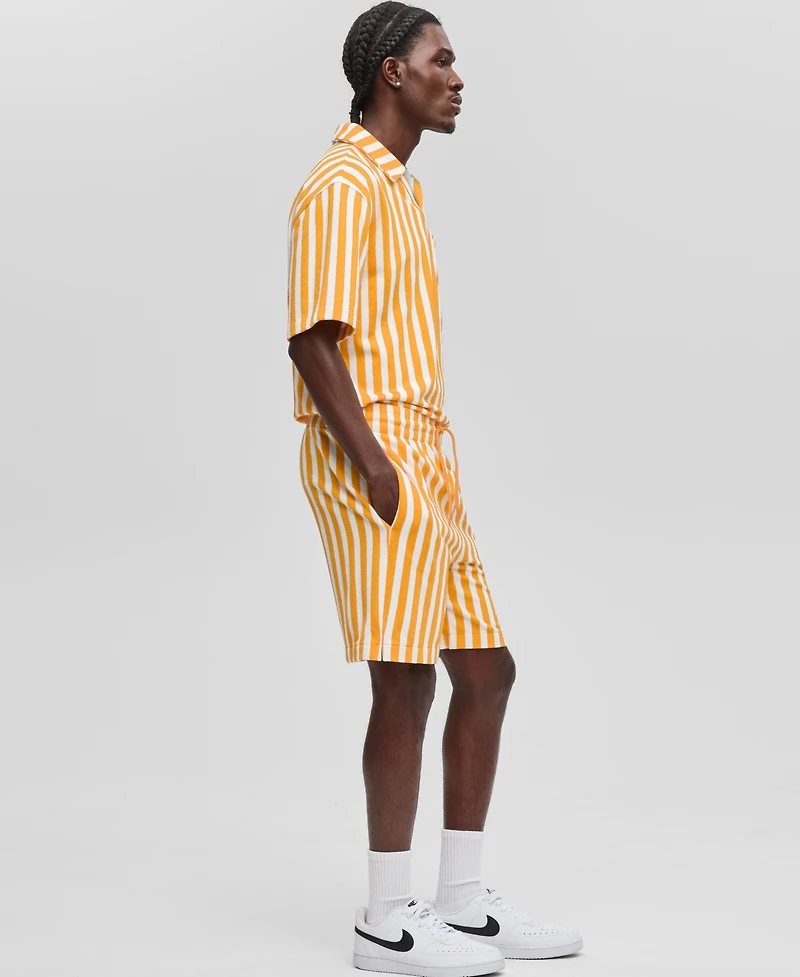 Mode of One Men's Vertical Stripe Terry Shorts, Exclusively at Macy's