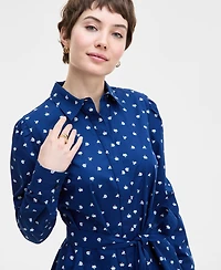 On 34th Women's Long Sleeve Printed Mini Shirt Dress, Exclusively at Macy's