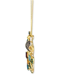 Le Vian Multi-Gemstone (3-1/5 ct. t.w.) & Chocolate Diamond (1/4 ct. t.w.) Peacock 20" Pendant Necklace in 14k Gold