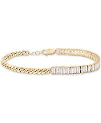 Lab Grown White Sapphire Curb Link Bracelet (4-1/10 ct. t.w.) in 14k Gold-Plated Sterling Silver