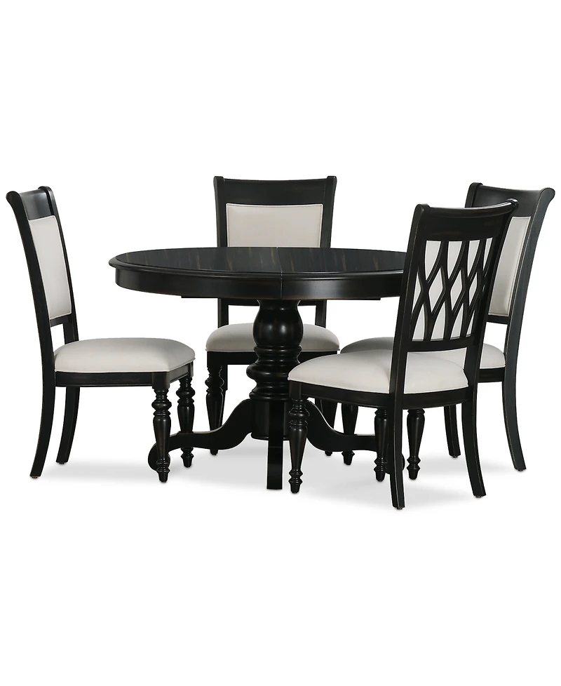 Daria 5-Pc. Dining Set (Round Table & 4 Upholstered Back Side Chairs), Created for Macy's