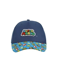 Super Mario Boys Bros Logo & Power-Ups Youth Blue Traditional Adjustable Hat