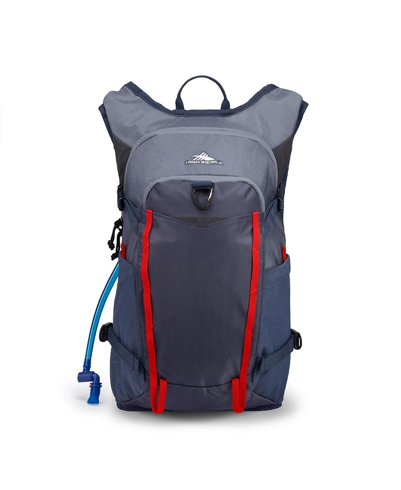 High Sierra Hydrahike 2.0 16L Hydration Water Backpack with Insulated Reservoir Pocket for Hiking, Running, Climbing, or Cycling, Gray & Red