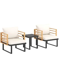 Outsunny Metal Outdoor Bistro Set, Small Patio Set with Cushions,
