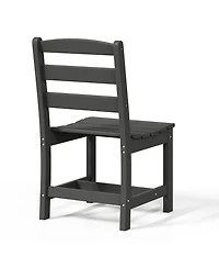 5-Piece Hdpe Outdoor Square Patio Dining Table Set with Armless Side Chairs