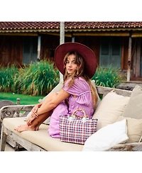 Brunna.co Lolo Wide-brim Jute Boater Hat in Burgundy