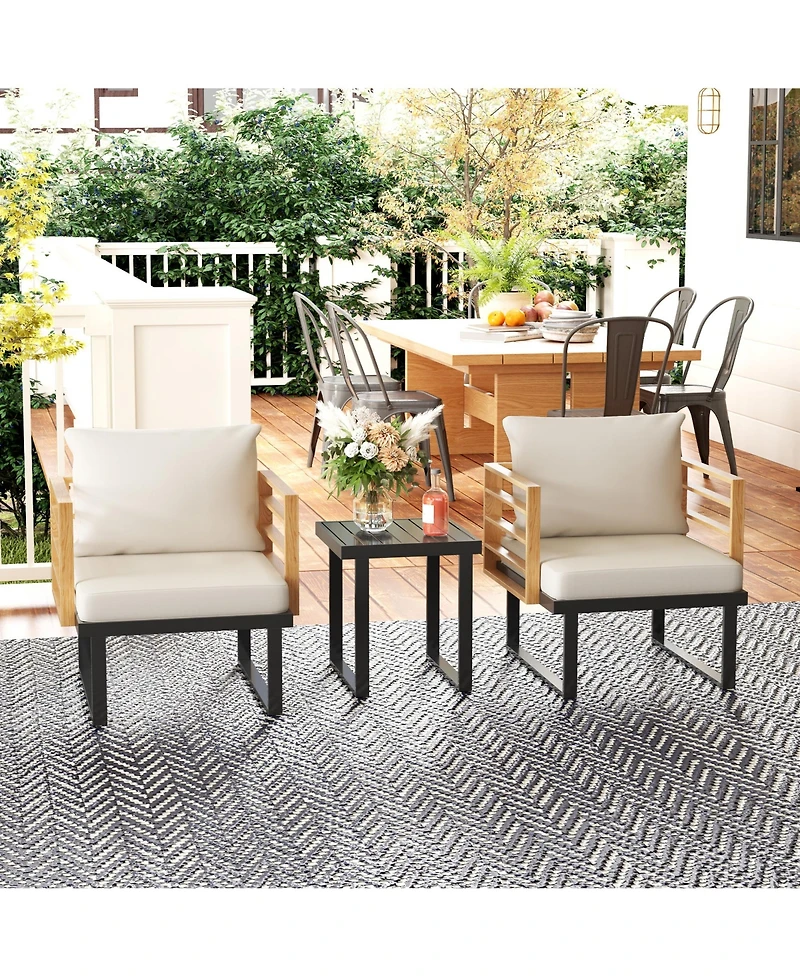 Outsunny Metal Outdoor Bistro Set, Small Patio Set with Cushions,