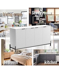 Modern Storage Cabinet with Adjustable Shelves, 65IN Accent Cabinet with 4 Doors, Decorative Cabinets for Living Room, Kitchen, Office