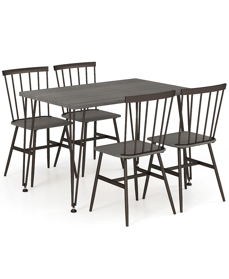 5-Piece Dining Table Set for 4 with 360 Swivel Feet for Small Place