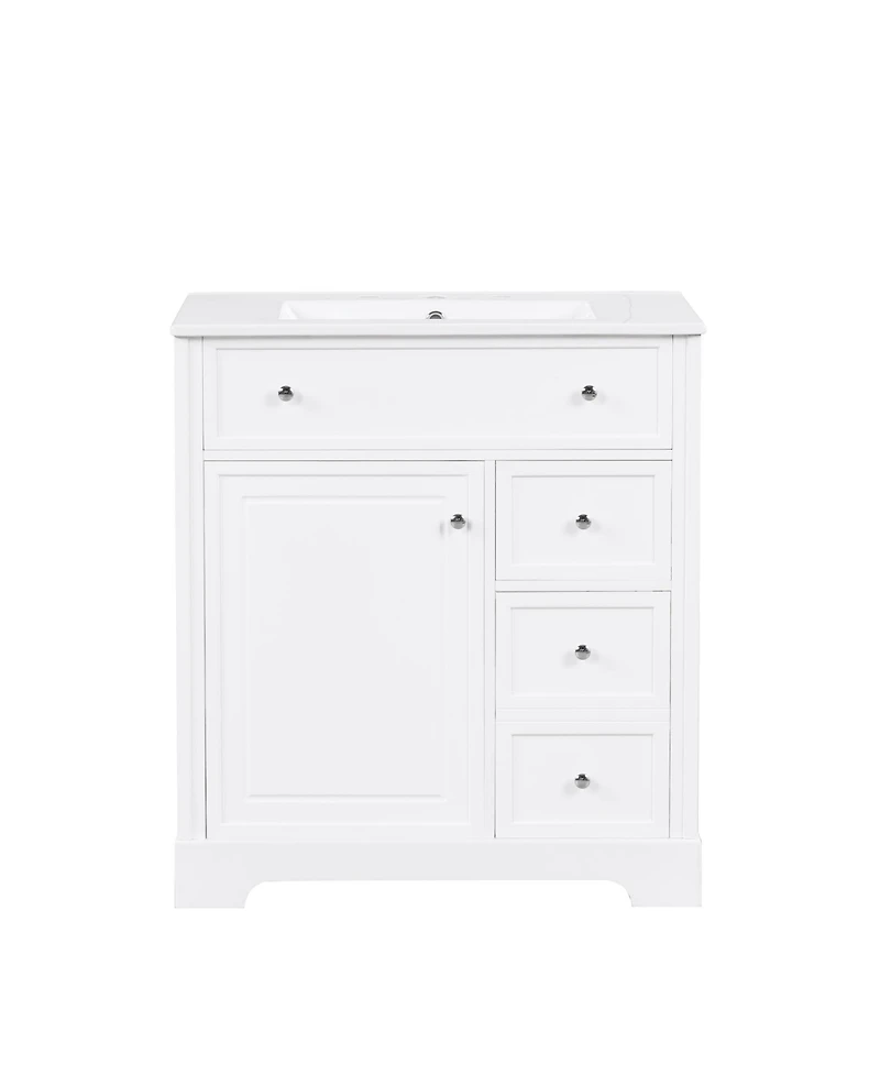 Streamdale 30" White Bathroom Vanity Cabinet with Sink Top and Storage