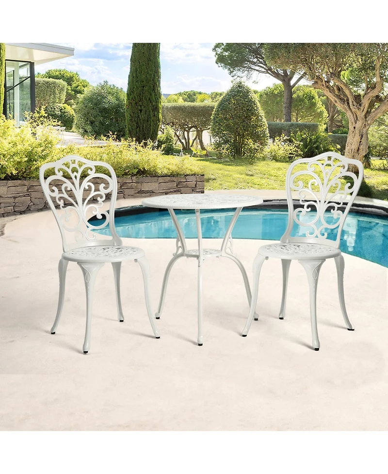 Streamdale Best Choice Products 3-Piece Outdoor Rust-Resistant Cast Aluminum Patio Bistro Set white