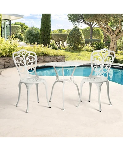 Streamdale Best Choice Products 3-Piece Outdoor Rust-Resistant Cast Aluminum Patio Bistro Set white