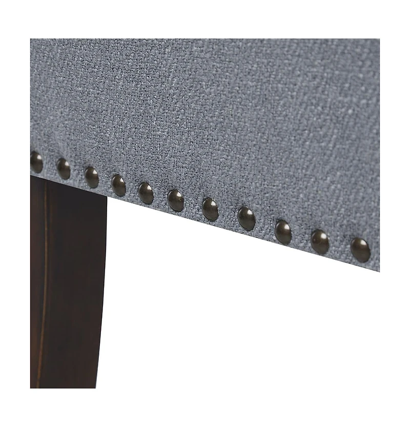 Upholstered Accent Bench with Nailhead Trim and Solid Wood Legs-The Pop Home