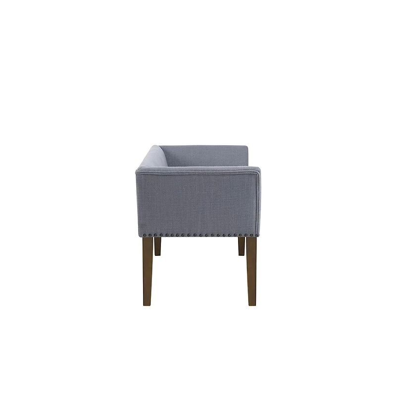 Upholstered Accent Bench with Nailhead Trim and Solid Wood Legs-The Pop Home
