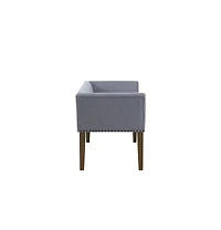Upholstered Accent Bench with Nailhead Trim and Solid Wood Legs-The Pop Home