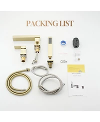 Waterfall Roman Tub Faucet with Hand Shower,Deck Mount Black Bathtub Faucets Brass Filler Bathroom Shower, Brushed Gold