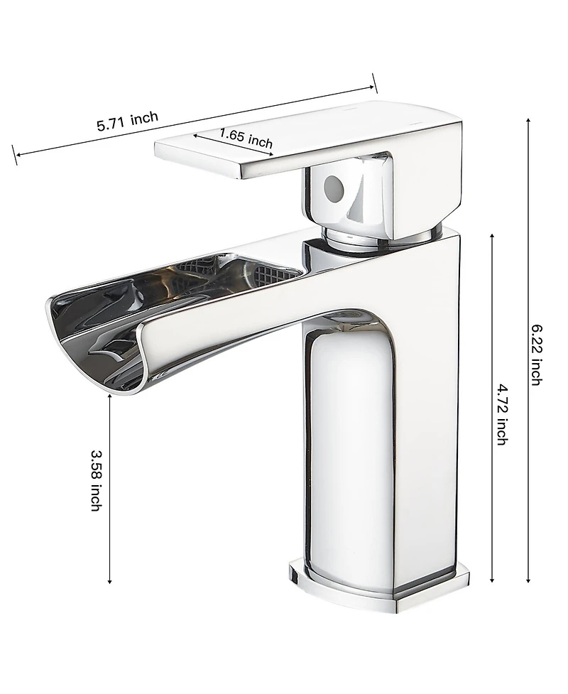 Waterfall Single Handle Single Hole Low-Arc Modern Bathroom Faucet