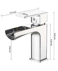 Waterfall Single Handle Single Hole Low-Arc Modern Bathroom Faucet