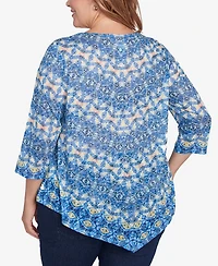 Ruby Rd. Plus Chevron Burnout Crew Neck Knit Top