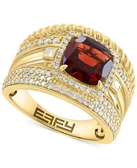 Effy Garnet (2-1/5 ct. t.w.) & Diamond (5/8 ct. t.w.), Multirow Statement Ring in 14k Gold-Plated Sterling Silver