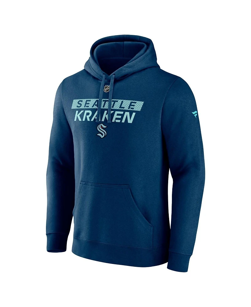Fanatics Men's Navy Seattle Kraken Authentic Pro Core Primary Fleece Pullover Hoodie