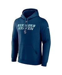 Fanatics Men's Navy Seattle Kraken Authentic Pro Core Primary Fleece Pullover Hoodie