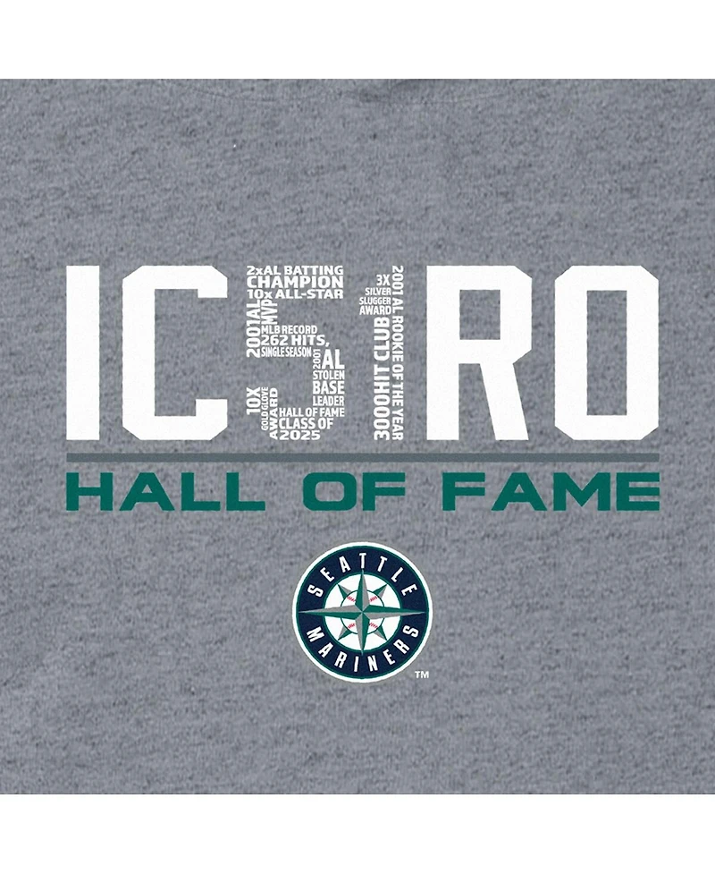 New Era Men's Ichiro Suzuki Gray Seattle Mariners 2025 National Baseball Hall of Fame Pullover Hoodie