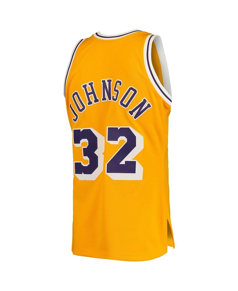 Men's Magic Johnson Gold Los Angeles Lakers 1984/85 Hardwood Classics Authentic Jersey
