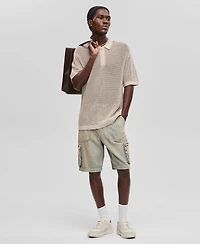 Mode of One Men's Polo-Collar Open-Stitch Short-Sleeve Sweater, Exclusively at Macy's