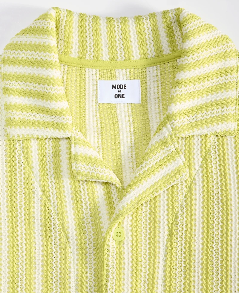 Mode of One Men's Vertical-Stripe Camp Collar Shirt, Exclusively at Macy's