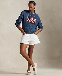 Polo Ralph Lauren Women's Flag Aran-Knit Cotton Sweater