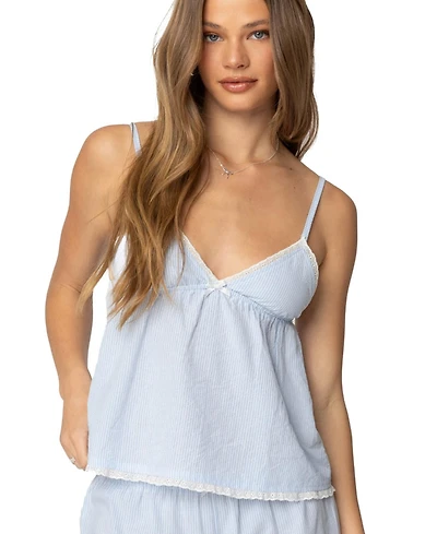 Edikted Women's Danna Pinstripe Babydoll Tank Top
