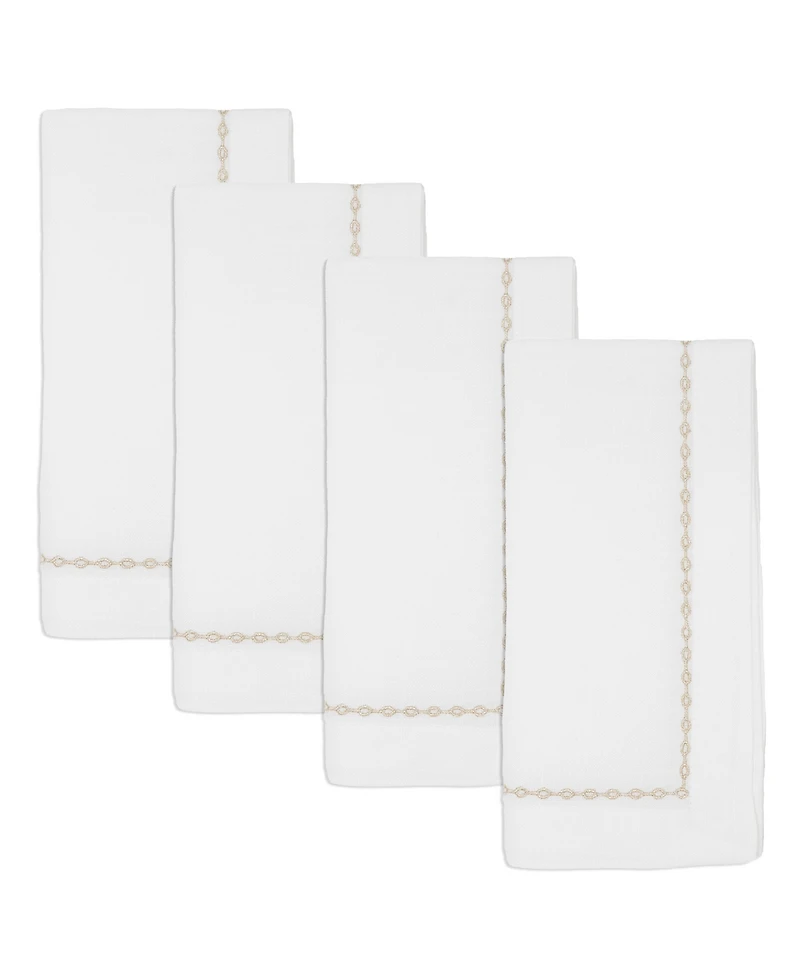 Saro Lifestyle Timeless Chainlink Embroidery Napkin, Set of 4