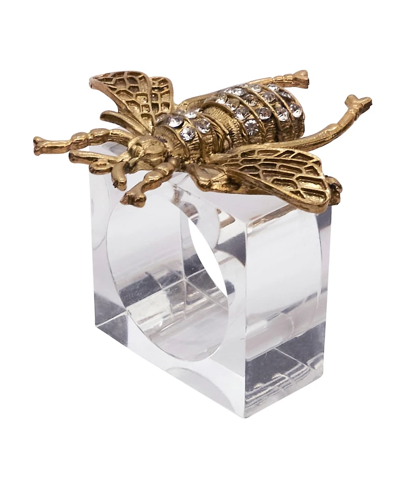 Saro Lifestyle Buzzing Bee Beaded Napkin Ring, Set of 4