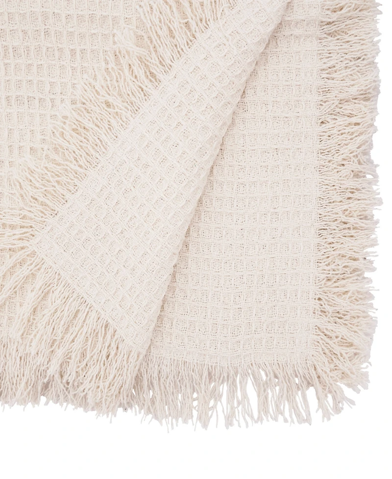 Saro Lifestyle Fringe-Touched Waffle Weave Table Runner, 16" x 72"